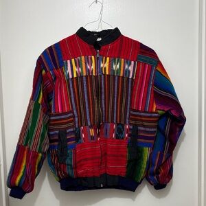 VINTAGE Colorful Striped Guatemala Patchwork Jacket
